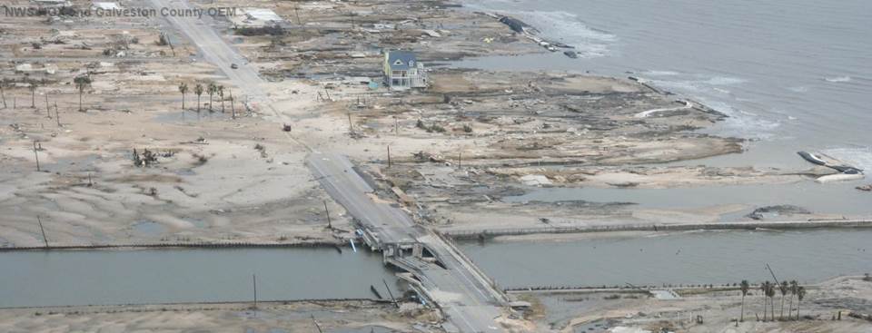Damage on Texas' Bolivar Peninsula after Hurricane Ike